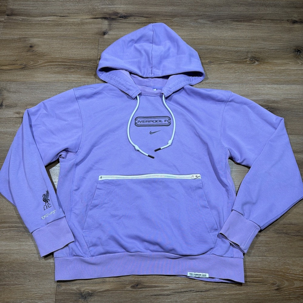 Nike Liverpool FC Men's MEDIUM Standard Issue Dri-Fit Hoodie Purple DV4932-567